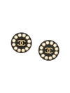 Pre-owned Chanel Vintage Cc Logos Button Earrings - Black