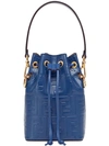 Fendi Mini Mon Tresor Embossed Bucket Bag In Blue
