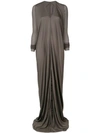 Rick Owens Lilies Gathered Front Maxi Dress - Brown