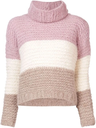Apiece Apart Cropped Turtleneck Sweater In Multicolour