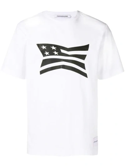Calvin Klein Jeans Est.1978 American Flag T In White