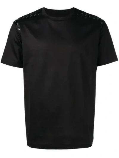 Les Hommes Eyelet Detailed T-shirt - Black