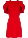Alexander Mcqueen Cape-effect Wool-blend Crepe Mini Dress In Lust Red