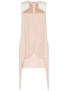 Stella Mccartney Sleeveless Illusion Wing Fringe Stretch-cady Mini Dress In Pink