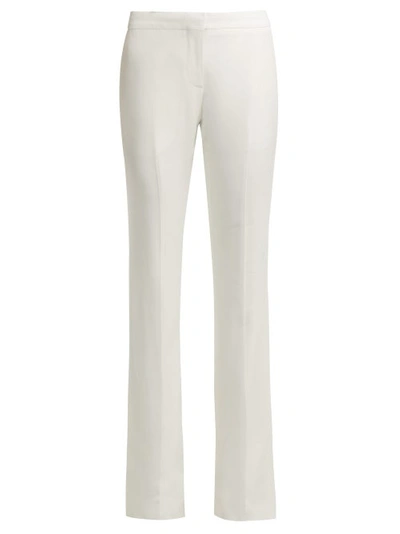 Alexander Mcqueen Mid-rise Classic Straight-leg Wool-silk Trousers In White