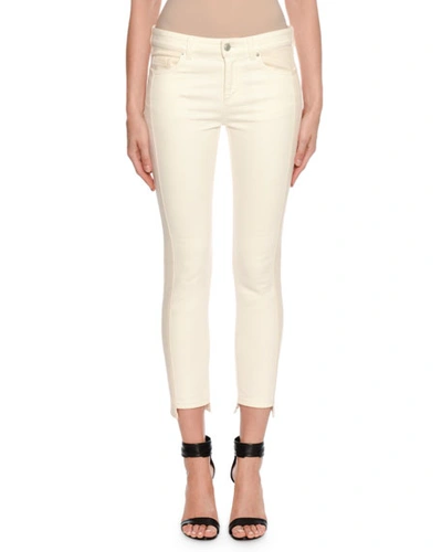 Alexander Mcqueen Two-tone Patched Kickback Cropped Jeans, Ecru