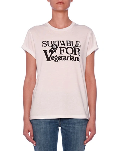 Stella Mccartney Suitable For Vegetarians Crewneck Short-sleeve Cotton T-shirt In White