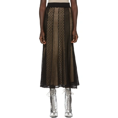 Alexander Mcqueen Engineered-patchwork Mesh Maxi Skirt In Black/dark Nude