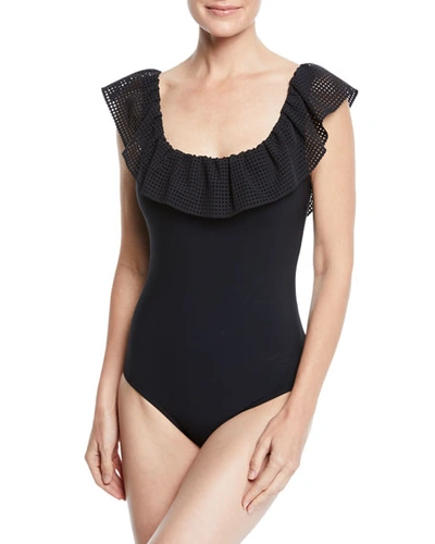 Karla Colletto Chiara Ruffle Underwire One-piece Swimsuit In Black