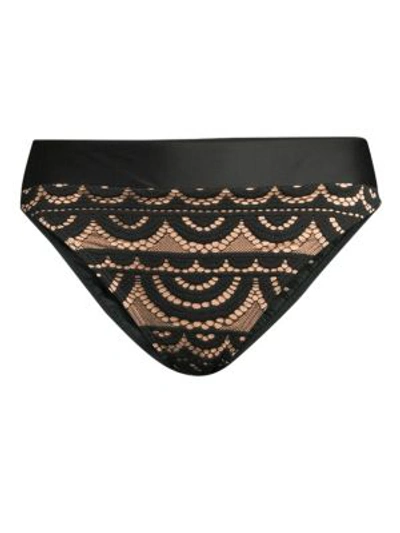 Pilyq Lace-panel Hipster Swim Bottoms In Midnight