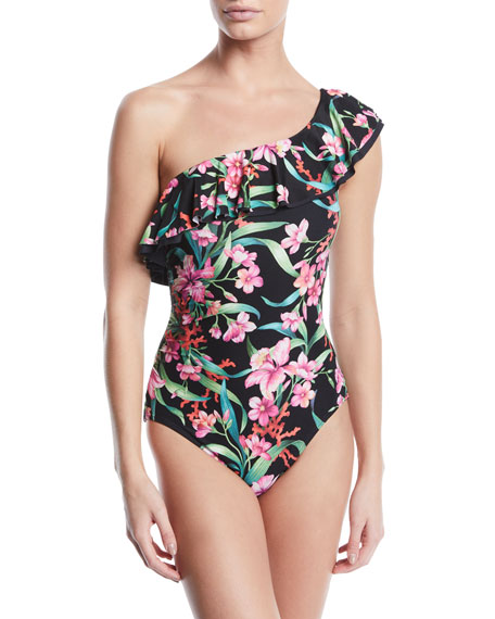 carmen marc valvo one shoulder one piece swimsuit