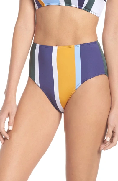 Mei L'ange Ariana High-waist Colorblock Bikini Swim Bottoms In Multi-stripe