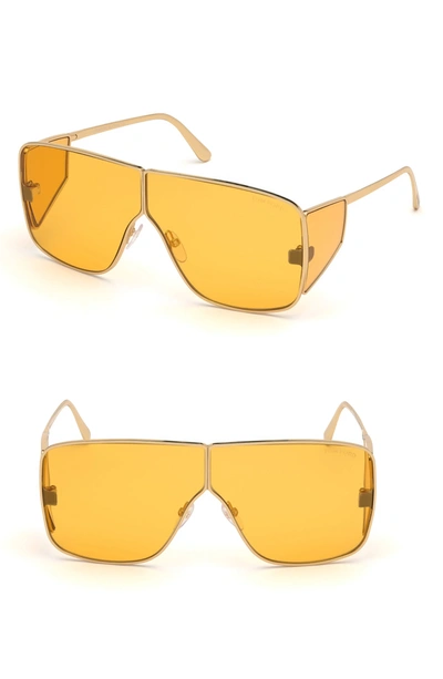 Tom Ford Spector 72mm Geometric Sunglasses - Shiny Yellow Gold/ Orange ...