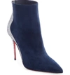 Christian Louboutin Delicotte 100 Leather & Suede Booties In Navy
