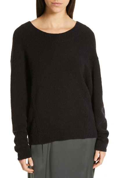 Vince Scoop-neck Wool Dolman-sleeve Sweater In Black