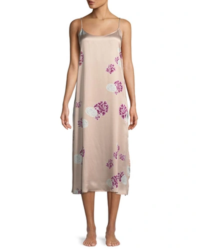 Neiman Marcus Floral-print Silk Nightgown
