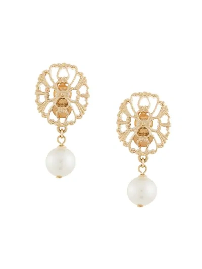 Ingie Paris Faux Pearl Drop Earrings In Gold