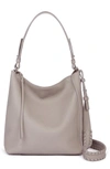 Allsaints 'kita' Leather Shoulder/crossbody Bag - Grey In Natural Grey