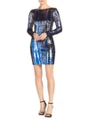 Dress The Population Lola Sequin Mini Dress In Cobalt Multi