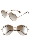 Givenchy Star Detail 58mm Mirrored Aviator Sunglasses - Gold Copper