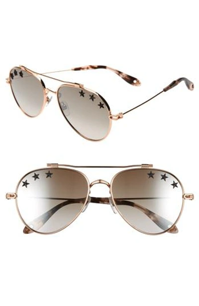 Givenchy Star Detail 58mm Mirrored Aviator Sunglasses - Gold Copper