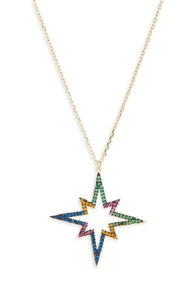 Shashi Rainbow Star Pendant Necklace In Gold Multi