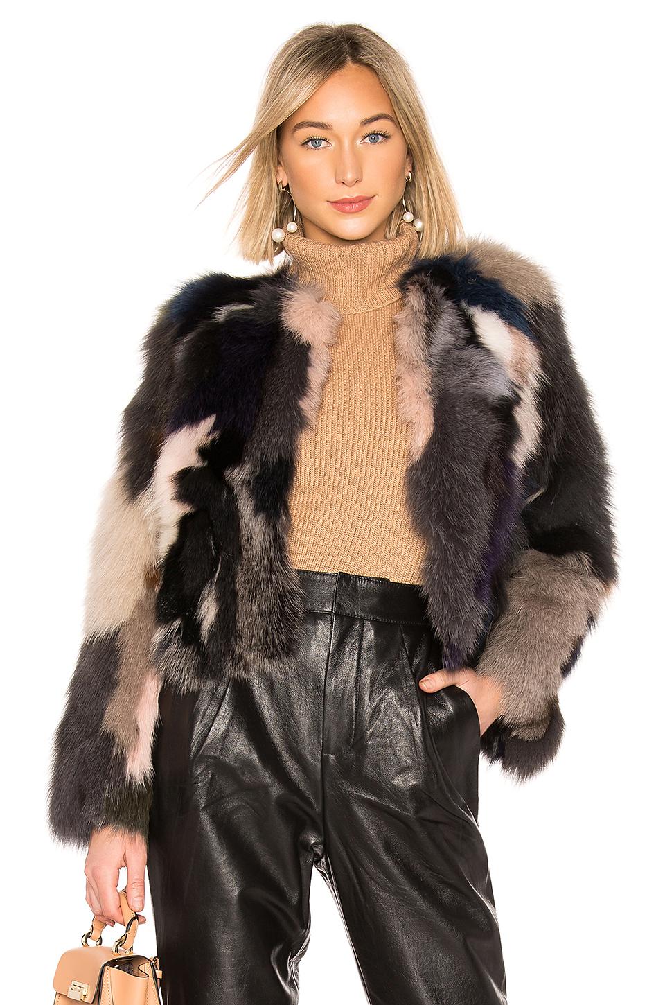 Jocelyn Fox Fur Jacket In Smoke Multi | ModeSens