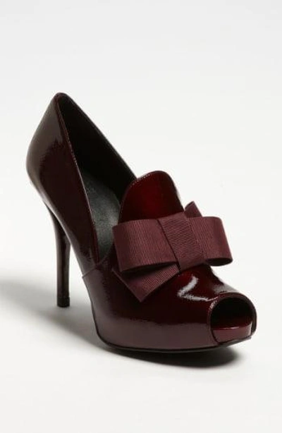 Stuart Weitzman 'bowtie' Pump In Wine Pebble Patent
