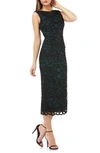 Js Collections Soutache Embroidered Midi Dress In Black/ Jade