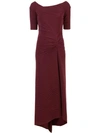 Tadashi Shoji Avitus Pintuck Elbow-sleeve Gown In Wine