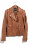 Madewell Washed Leather Moto Jacket In Burnt Sienna