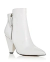 Kenneth Cole Women's Galway Pointed Toe Double Zip Booties In White Leather