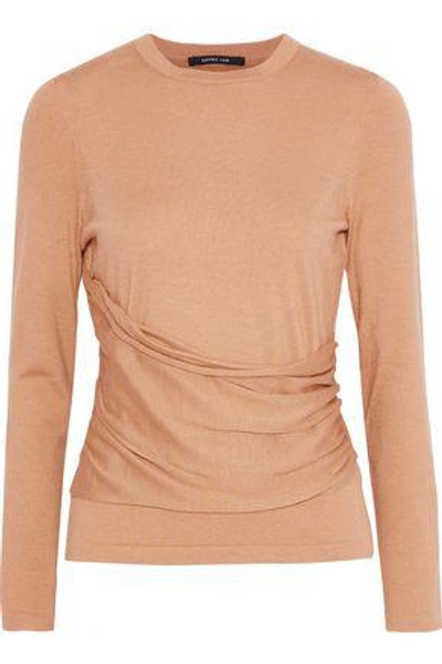Derek Lam Woman Ruched Cashmere And Silk-blend Top Sand