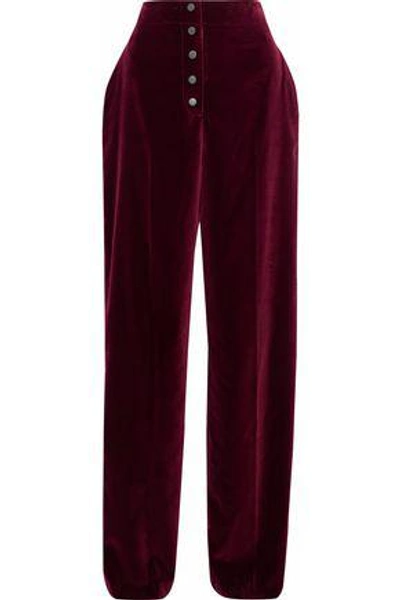 Stella Mccartney Woman Velvet Wide-leg Pants Burgundy