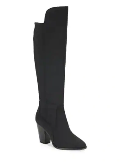 Donald J Pliner Almond Toe Knee High Boots In Black