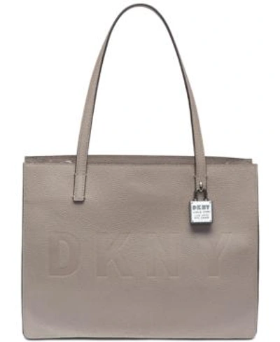 Dkny Commuter Logo Tote, Created For Macy's In Warm Grey/silver