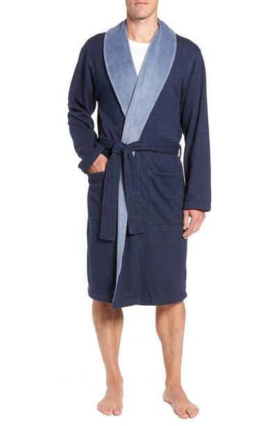 Ugg Heritage Comfort Robinson Double-knit Robe In Navy Heather