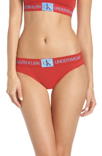 Calvin Klein Monogram Bikini In Manic Red