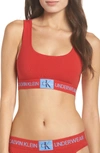 Calvin Klein Monogram Unlined Bralette In Manic Red