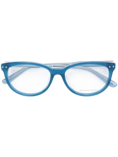 Bottega Veneta Round Frame Glasses In Blue