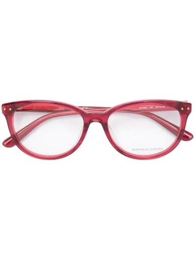 Bottega Veneta Round Frame Glasses In Red