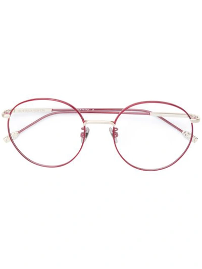Bottega Veneta Round Frame Glasses In Red