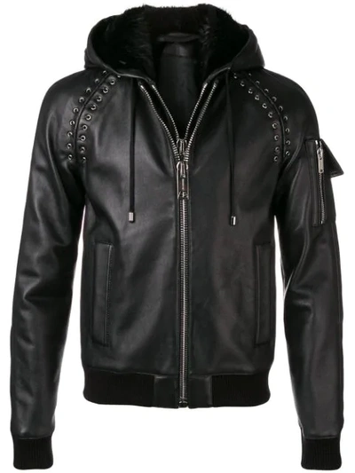 Les Hommes Fur-trimmed Hooded Jacket - 黑色 In Black