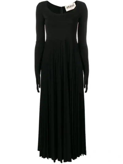 A.w.a.k.e. Gloved Pleated Dress In Black