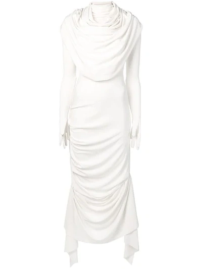 A.w.a.k.e. Gloved Draped Detail Dress In White