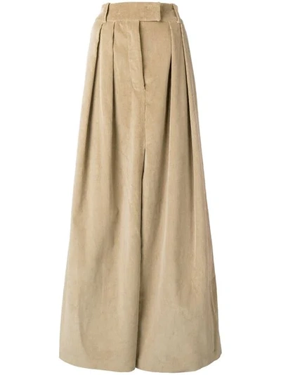 A.w.a.k.e. Corduroy Pleated Skirt In Neutrals