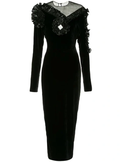 Alessandra Rich Long Velvet Dress In Black