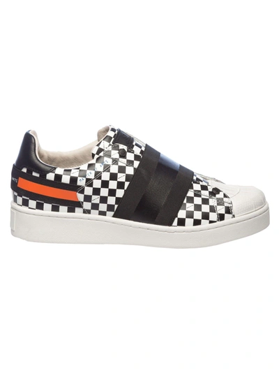 Moa Collection Moa Usa Checked Print Sneakers In White/black