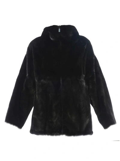 Prada Fur Coat In Black