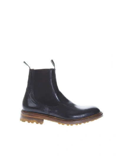 Green George Black Shiny Leather Ankle Boots
